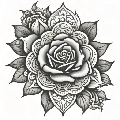 Rose mandala design incorporating elements tattoo design idea