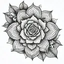 Rose mandala design incorporating elements tattoo design idea