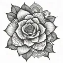 Rose mandala design incorporating elements tattoo design idea