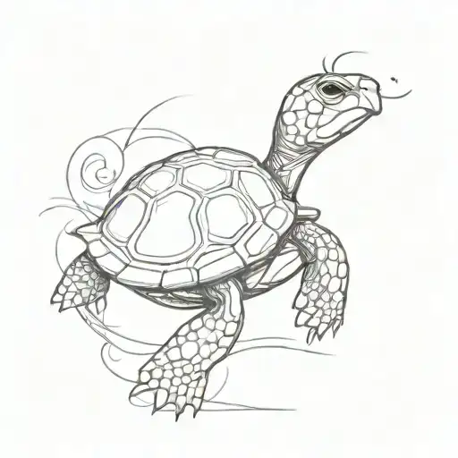 A sketch style tattoo of a turtle wearing boxing gloves, representing your love for martial arts and your favorite animal tattoo design idea
