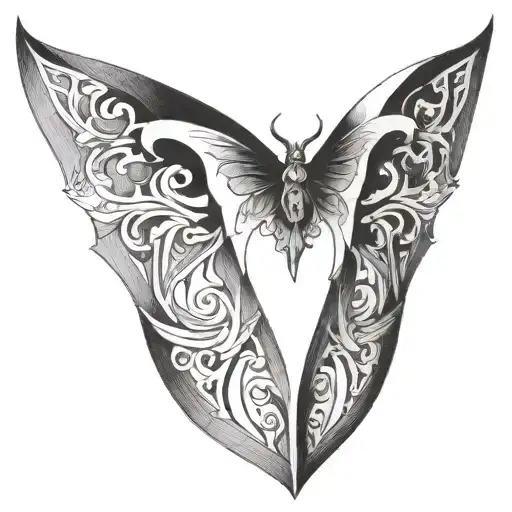 Gothic feminine sternum tattoo tattoo design idea