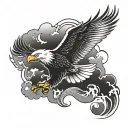 Flying Eagle soaring name JayJay around it  tattoo design idea