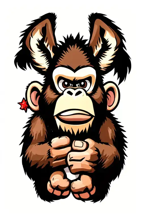 Cues with donkey kong holding tattoo design idea