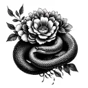 medusa snake and flower tattoo design idea