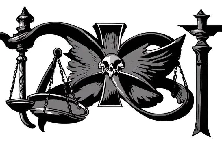 Portuguese Cross libra scale tattoo design idea