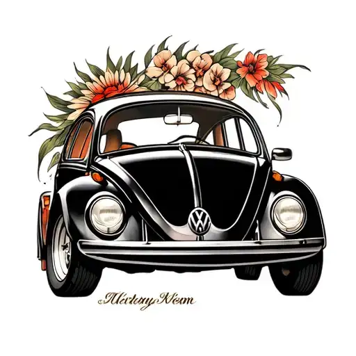 Volkswagen beetle tattoo design idea