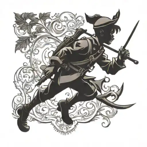 Peter Pan Soldier silhouette tattoo design idea