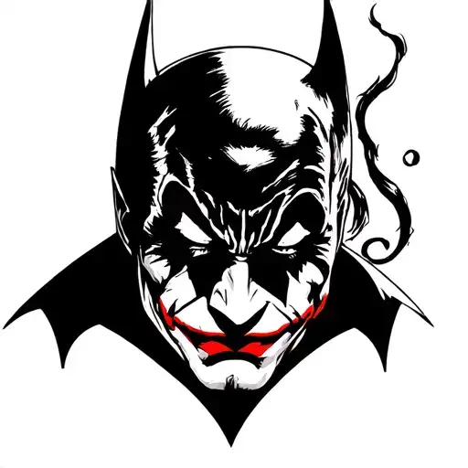 batman logo with joker haha tattoo design idea