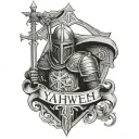 Knight Templar with the word Yahweh tattoo design idea