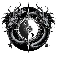 Yin Yang Compass Dragon tattoo design idea