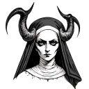 Evil Nun tattoos and horns tattoo design idea