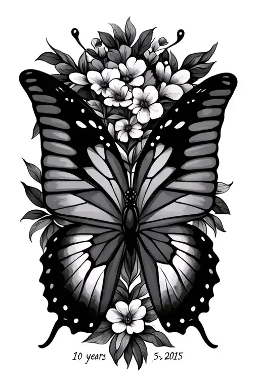 10 year sobriety butterfly 5-7-2015 tattoo design idea
