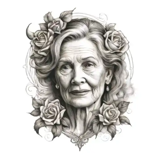 Mother memorial portrait tattoo tattoo design idea