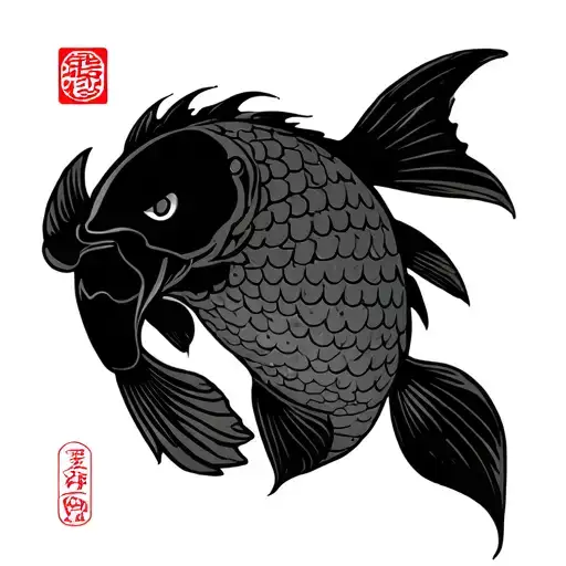 carp japan con kanji of and symbol of the picn with a tattoo design idea