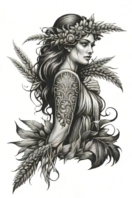 Demeter cornicopia wheat tattoo design idea