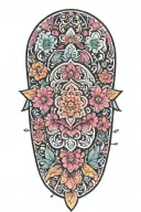 hamsa floral tattoo design idea