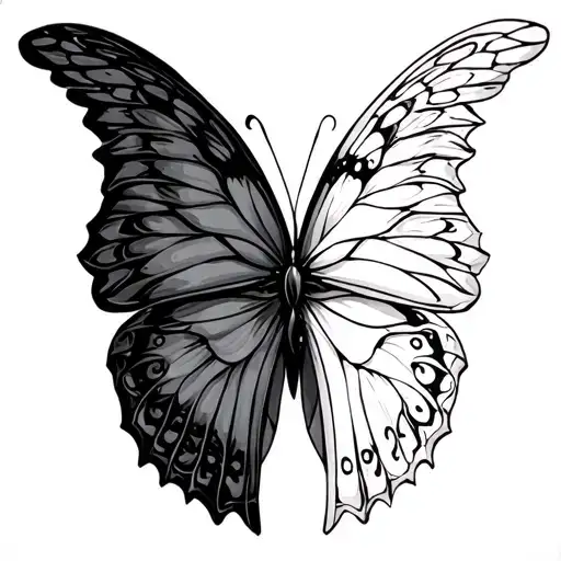 half angel half butterfly wings tattoo design idea
