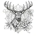 deer rose surrounded tattoo design idea