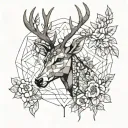 deer rose surrounded tattoo design idea