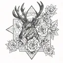deer rose surrounded tattoo design idea