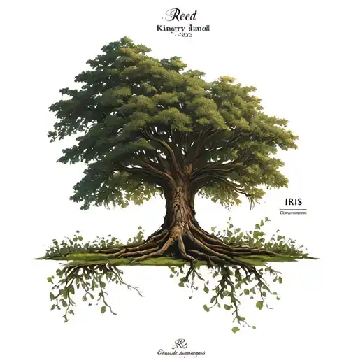 Reed family tree with the names Kingery and iris established 2022 tattoo design idea