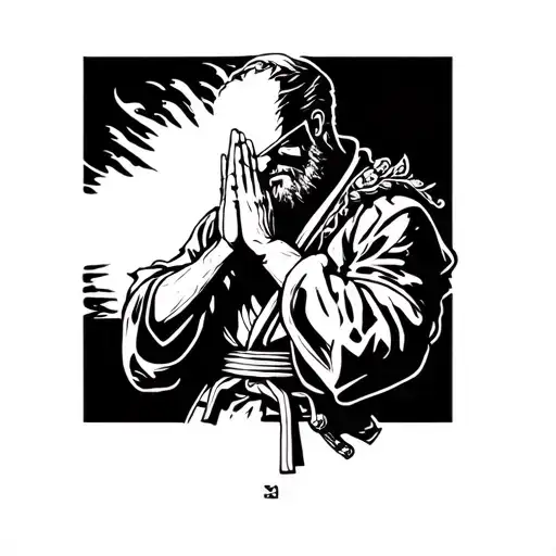 conquistador, jiu jitsu belt, praying tattoo design idea