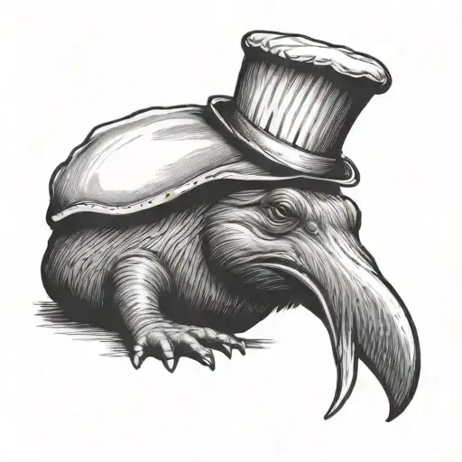 platypus wearing chefs hat sitting tattoo design idea