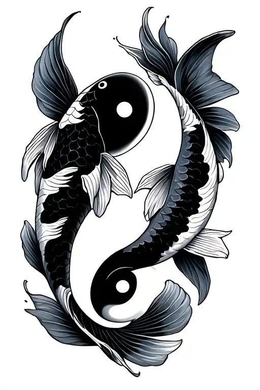 koi fish with ying yang tattoo design idea