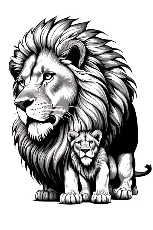 Protective, Lion Family, Adler, pride, hope tattoo design idea