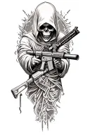 grim reaper with AR15 gun tattoo design idea