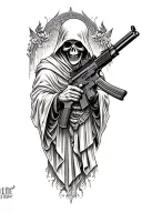 grim reaper with AR15 gun tattoo design idea