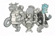 futurama characters tattoo design idea