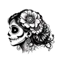 day of the dead girl face gypsy girl side profile tattoo design idea