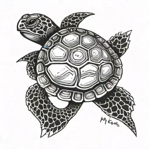 minimalistic turtle tattoo with the phrase just keep swimming in morse code on the shell  tattoo design idea