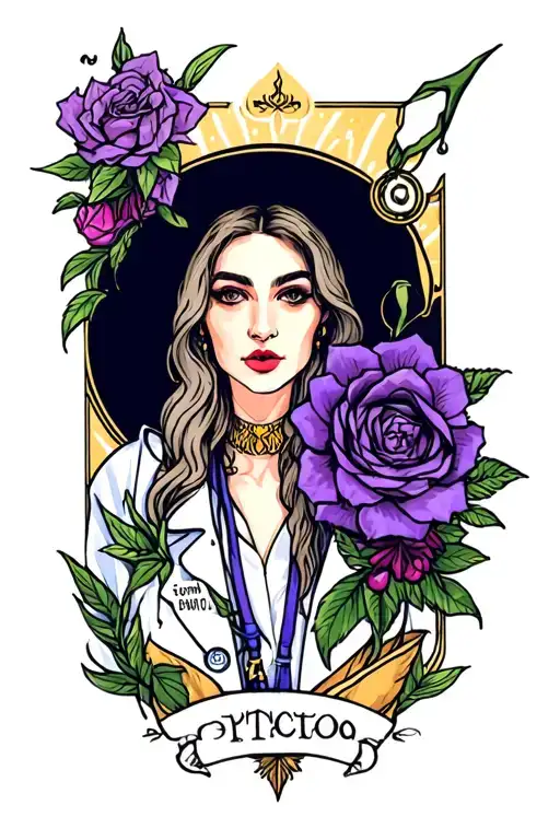 Doctor and witch Gemini Tarot tattoo design idea
