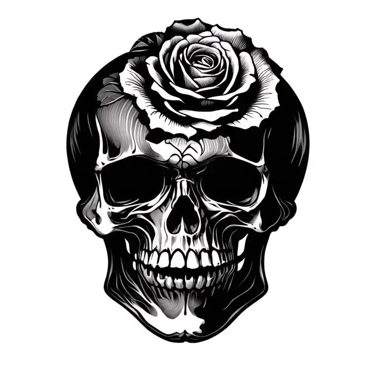 skull and roses tattoo design idea