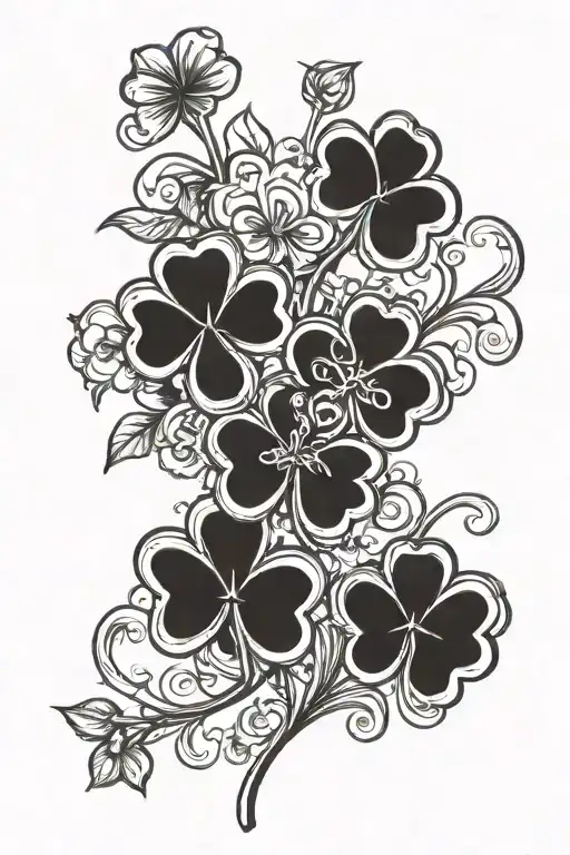 A clover-shaped tattoo incorporating various tools to symbolize the client's passion for their trade tattoo design idea