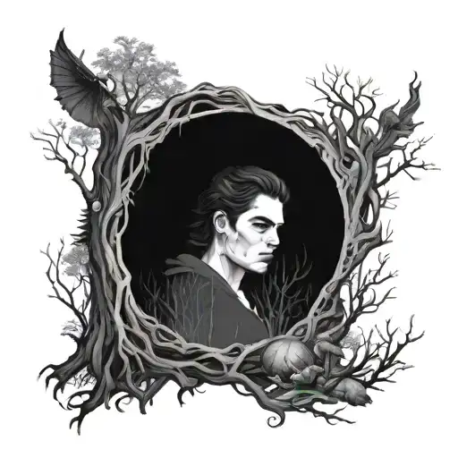 twilight saga inspired tattoo vampire woods surrounded tattoo design idea