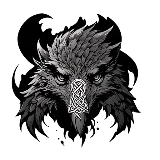 Yggdrasil, fenrir, raven,viking knots, upper arm tattoo design idea