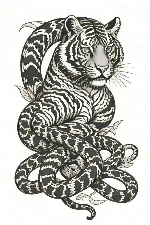 tiger snake wrapped tattoo design idea