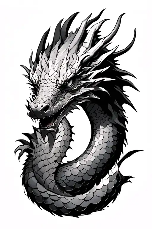 dragon and scales adorned in armor tattoo design idea
