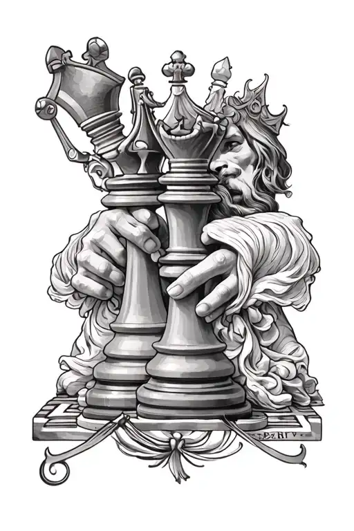 i am playing chess king tattoo design idea