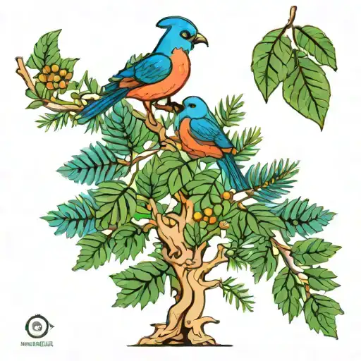 French Marianne, Lebanese cedar trees growing tattoo design idea