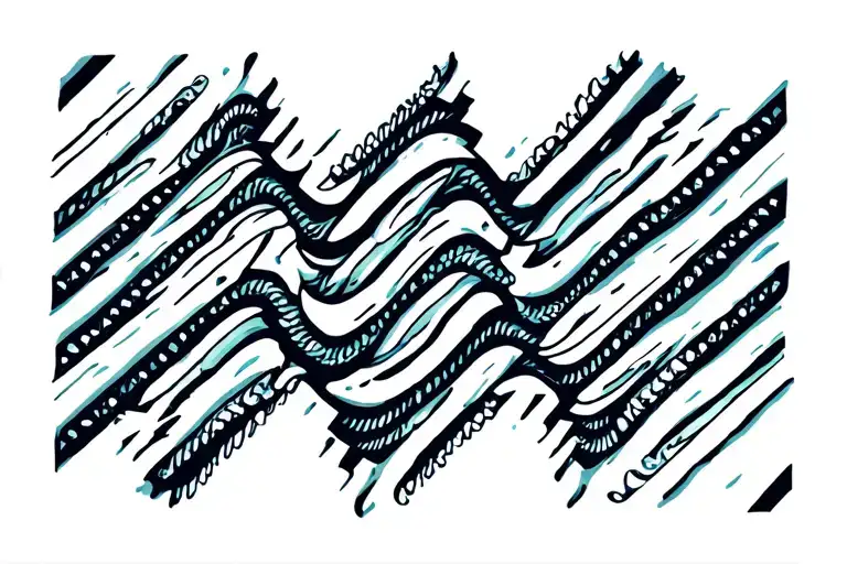 trippy zig zag pattern curving downward tattoo design idea