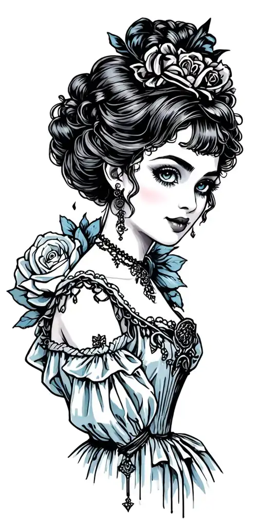 dark emo Cinderella vintage Victorian tattoo design idea