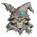 hunchback wizard hat and holding tattoo design idea