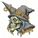 hunchback wizard hat and holding tattoo design idea