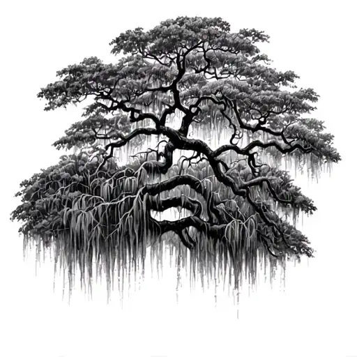 Spanish Moss Tree tattoo design idea