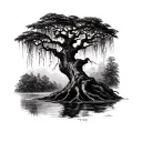 Spanish Moss Tree tattoo design idea