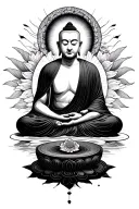 Buddhist monk meditating tattoo design idea